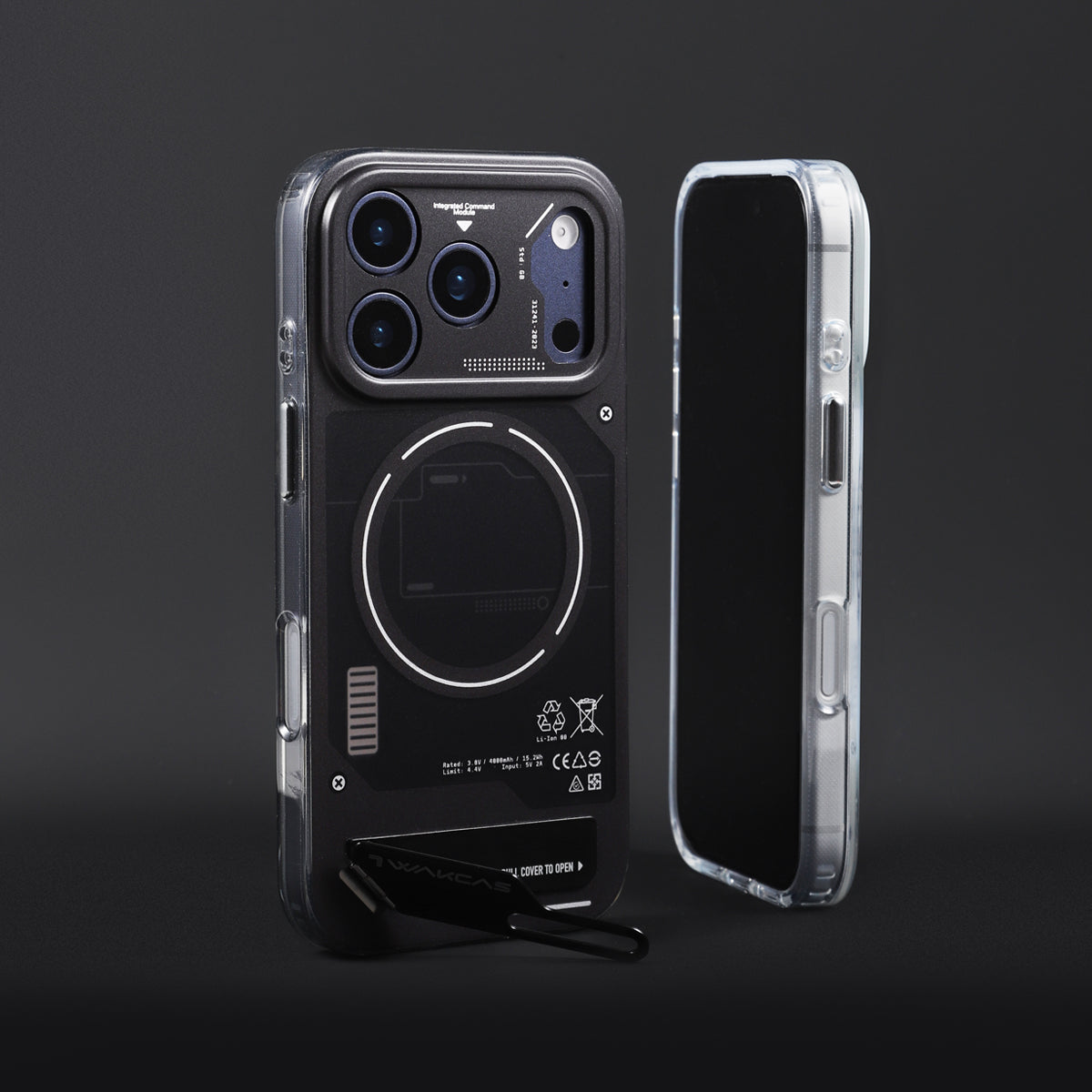 Black case shown beside the phone it fits