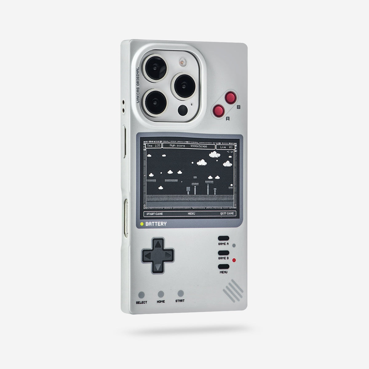 Retro game console case, straight-on rear view