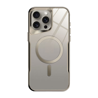 Titanium-frame clear MagSafe iPhone case with lens rings