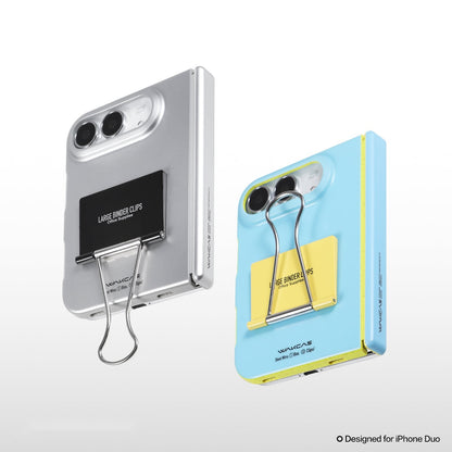 Silver and Blue file folder iPhone Duo cases side by side
