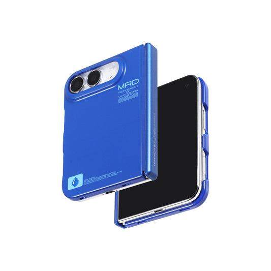 Matte blue MagSafe case for iPhone Duo beside the phone screen