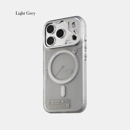 iPhone 17 Pro Max frosted gray translucent case in light gray, back view
