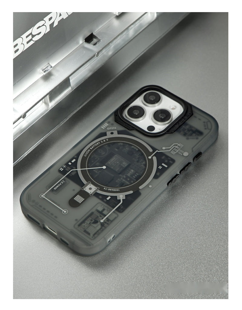 Black circuit board case lying near a window