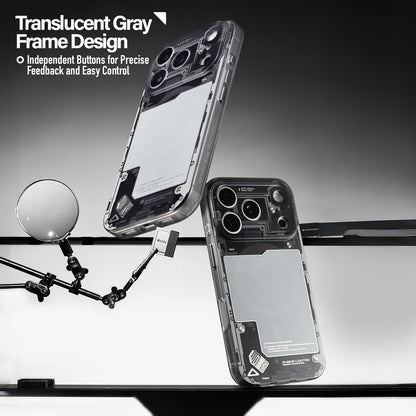 Two black see-through cases with translucent design callout