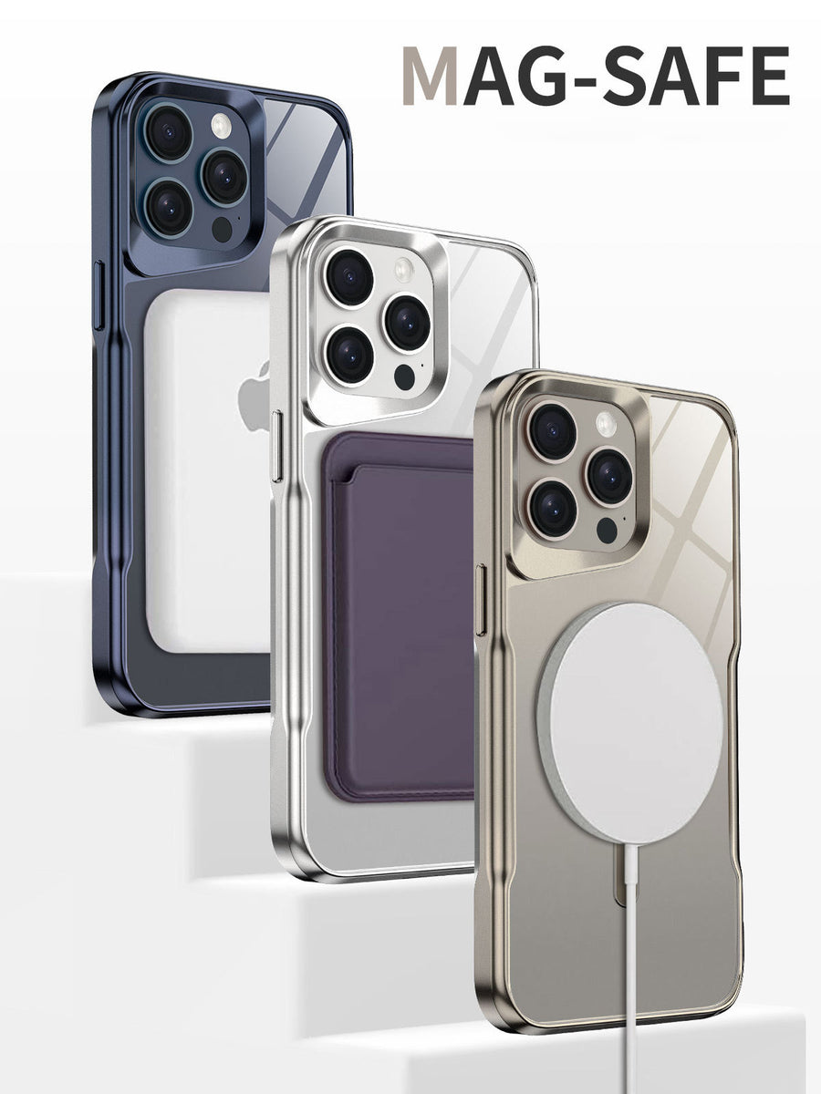 Clear MagSafe iPhone cases with a magnetic wallet and charger