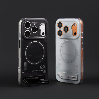 Black and grey cases on a dark background