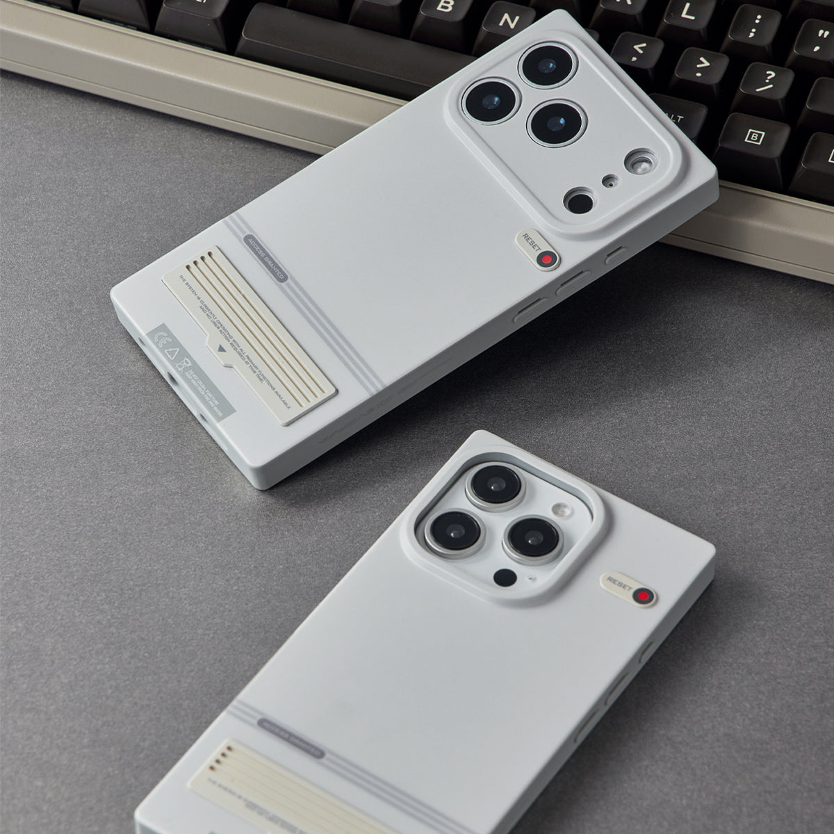 Two retro terminal cases on a desk