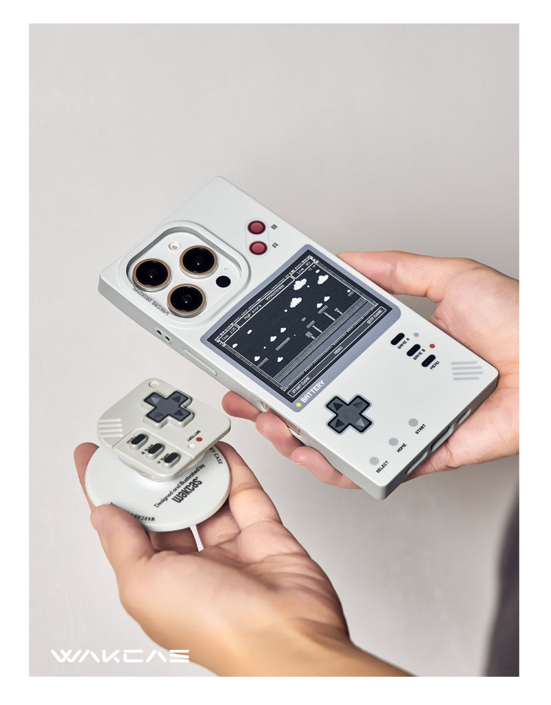 Hands holding the case with the stand underneath
