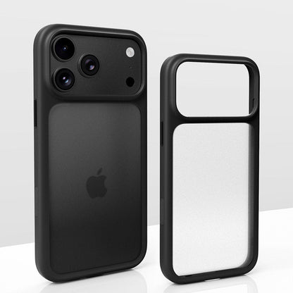 Black frosted translucent iPhone case with matte back panel