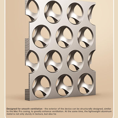 Close-up illustration of precision-cut ventilation holes in aluminum