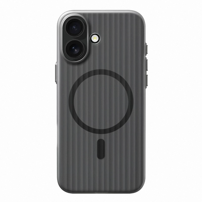 Black ribbed frosted iPhone case for a dual-camera model