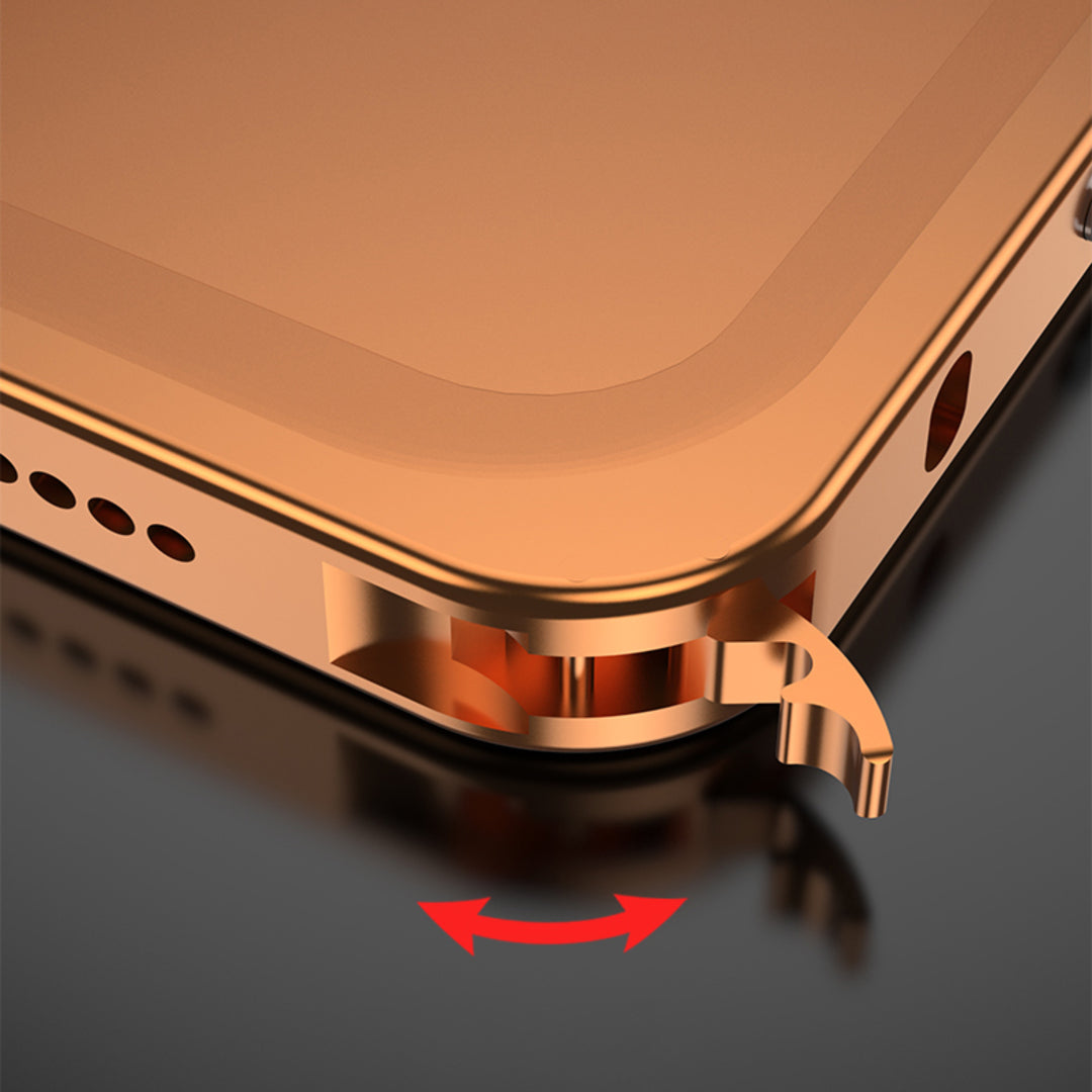 Close-up of the hinged bottom section of an orange bumper