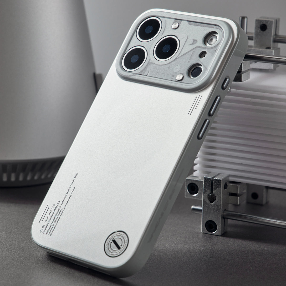 Close-up of the camera surround and metal side buttons