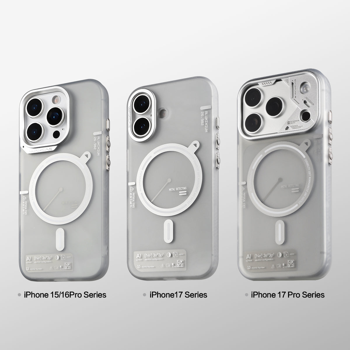 Light gray frosted cases for iPhone 15/16 Pro, iPhone 17 and iPhone 17 Pro series