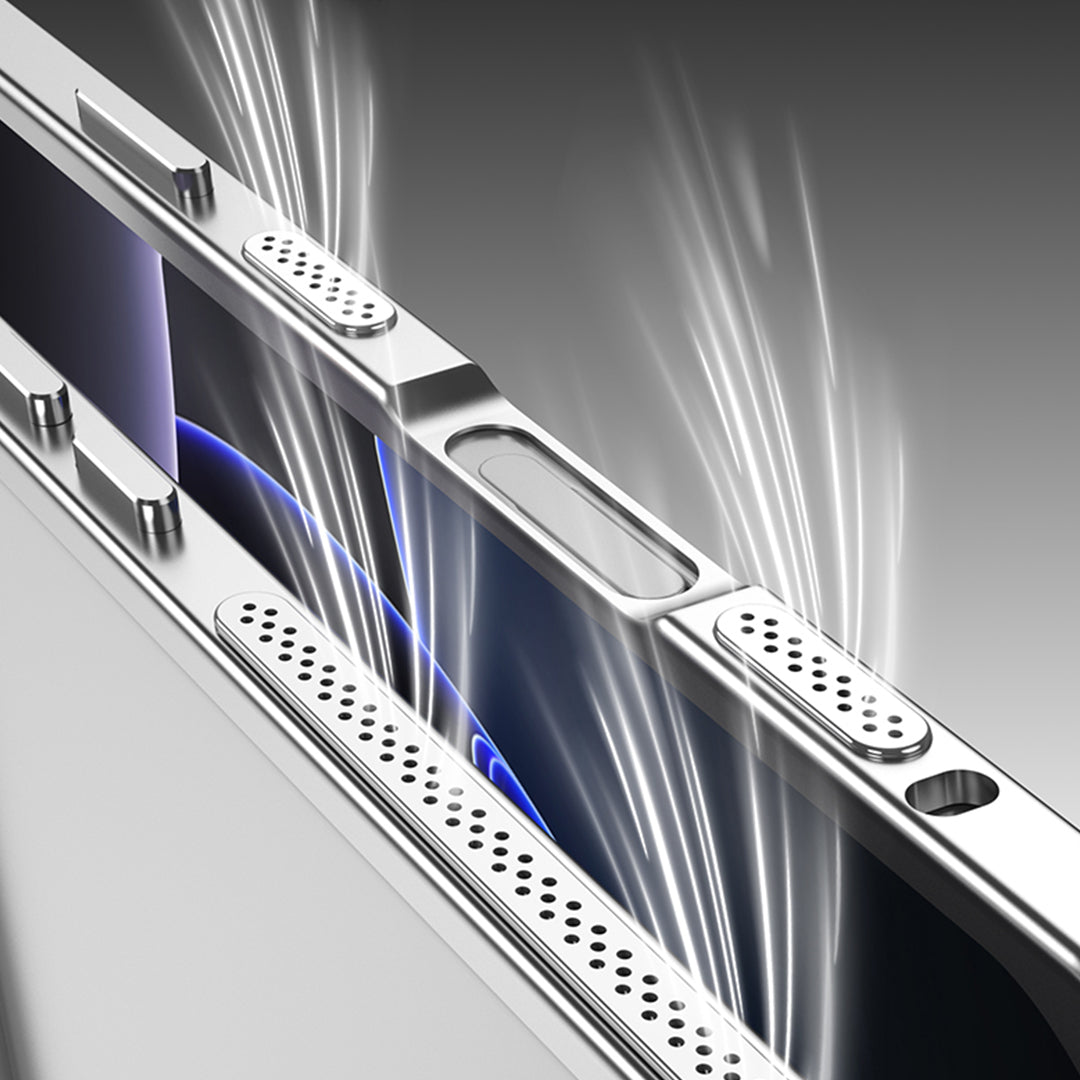 Close-up of the perforated vents along the side of a silver bumper