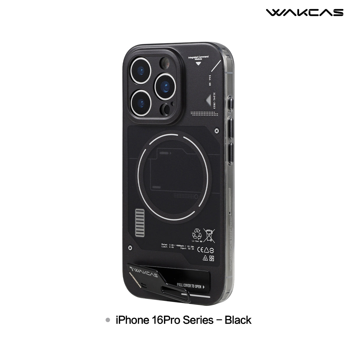 Black battery module case for iPhone 16 Pro series