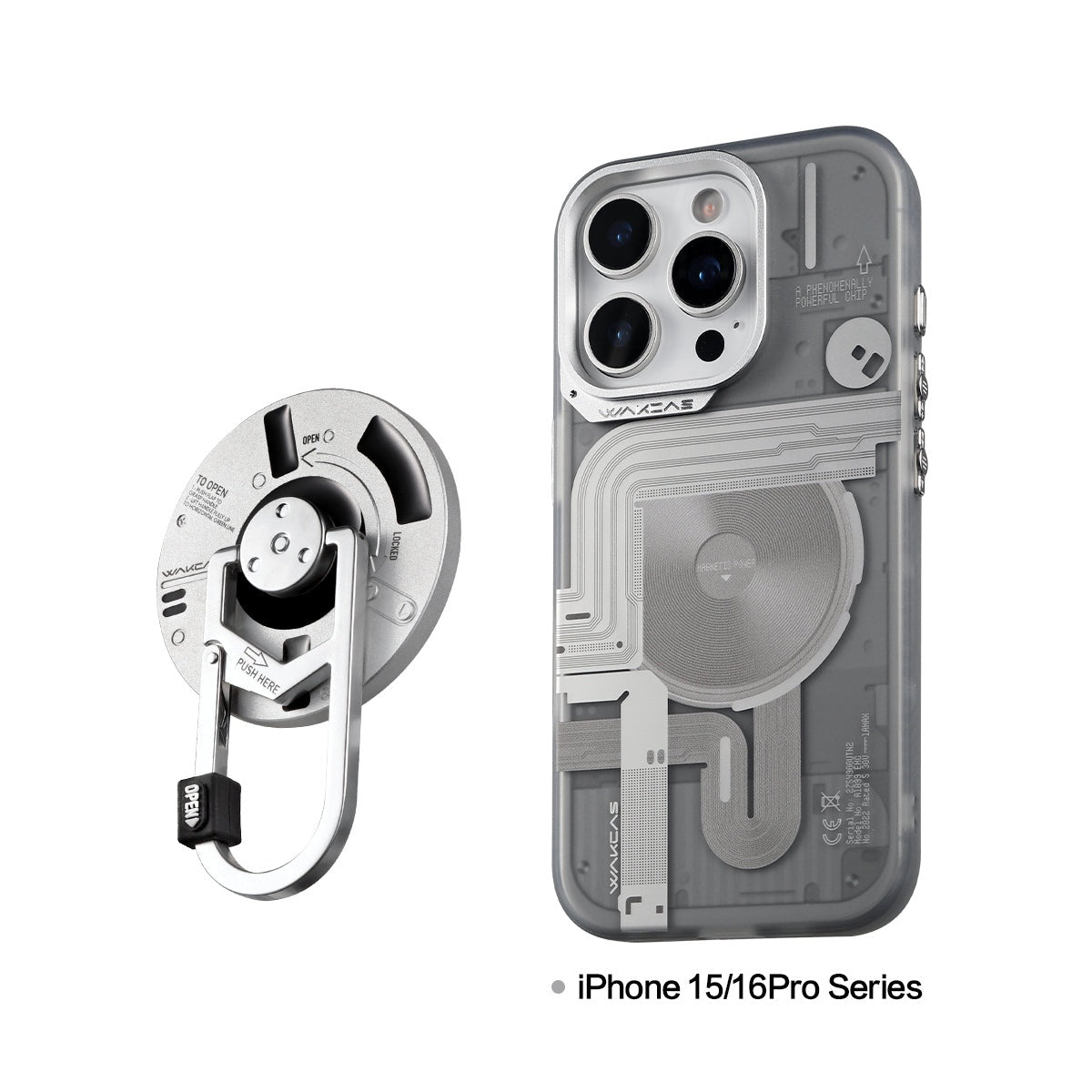 Frosted mechanical case for iPhone 15/16 Pro series with stand