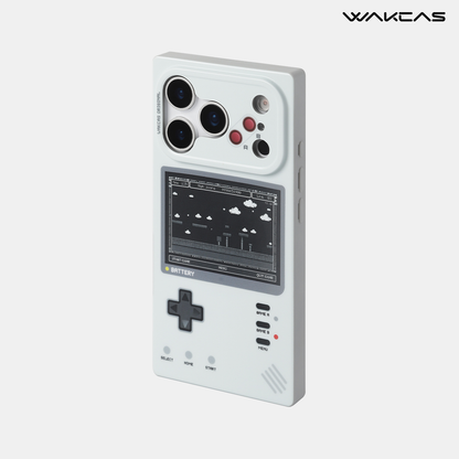 Gray retro game console magnetic iPhone case, rear view