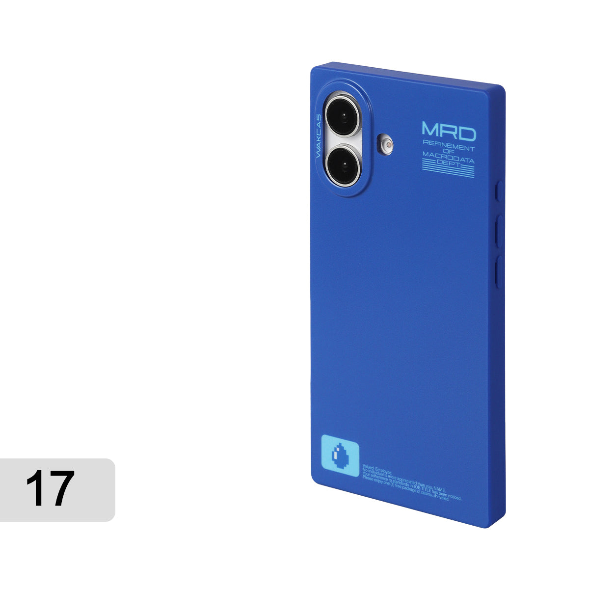 Matte blue square case for iPhone 17 shown on its own