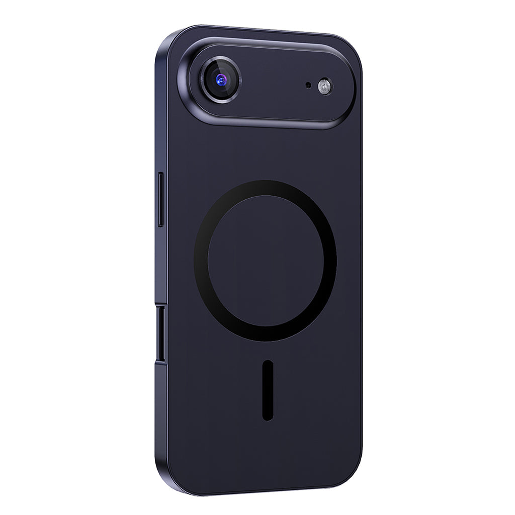 Navy Blue metal MagSafe case on a single-camera iPhone 17 Air
