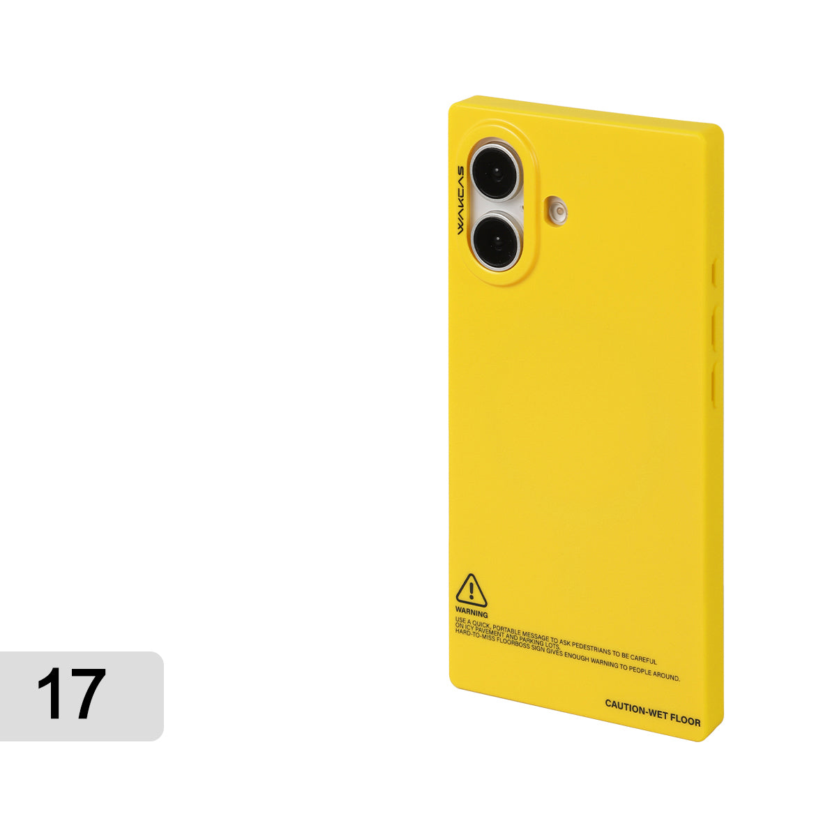 Yellow square case for iPhone 17, rear view