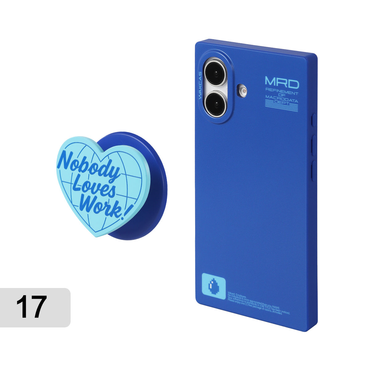 Matte blue case for iPhone 17 with the heart-shaped magnetic stand