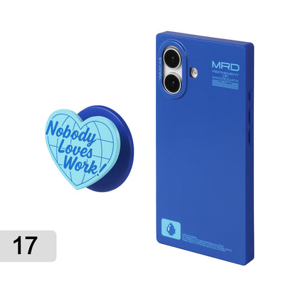 Matte blue case for iPhone 17 with the heart-shaped magnetic stand