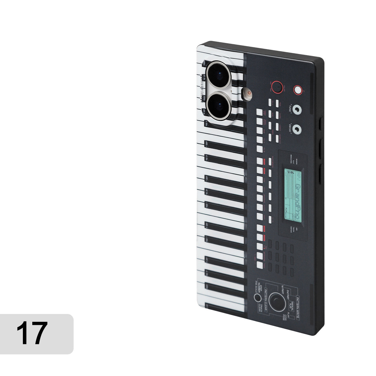 Black piano-key magnetic case for iPhone 17