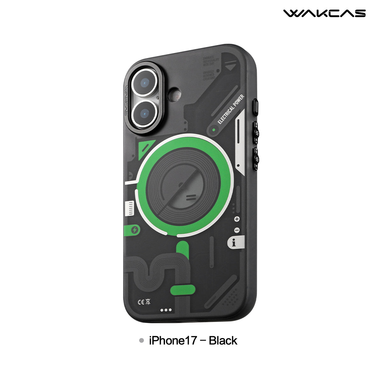 Black and green color-block case for iPhone 17