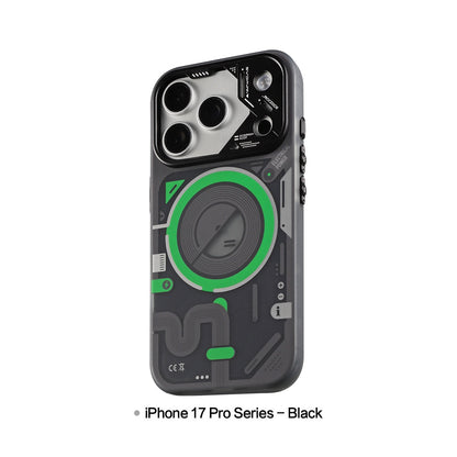 Black and green color-block case for iPhone 17 Pro series