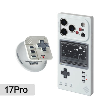 Retro game console case for iPhone 17 Pro with magnetic stand