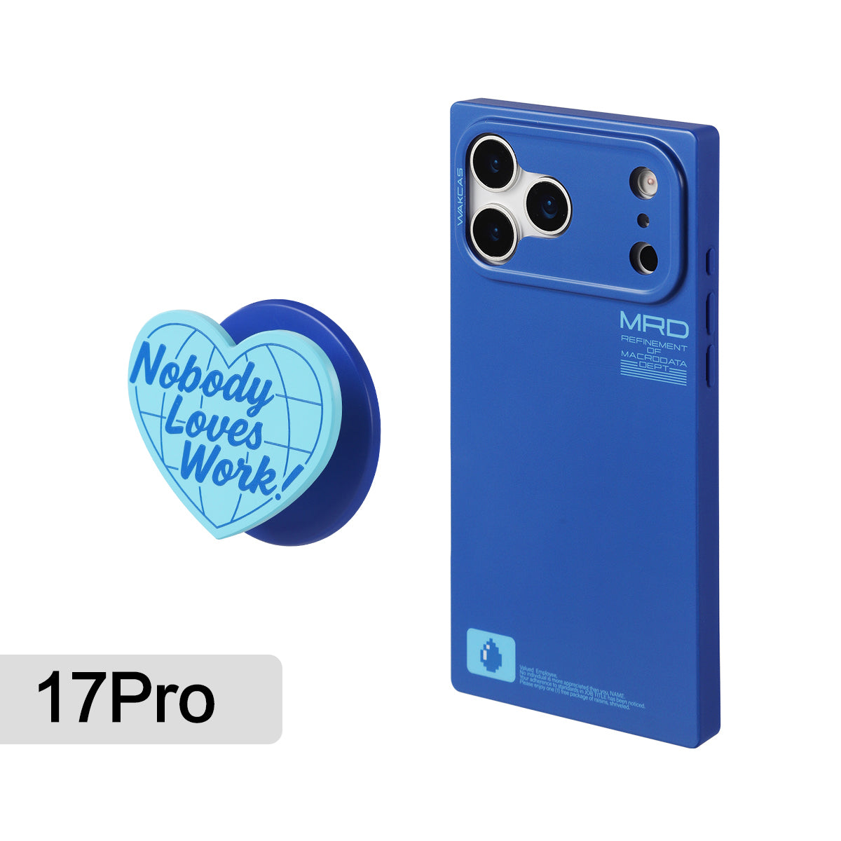 Matte blue case for iPhone 17 Pro with the heart-shaped magnetic stand
