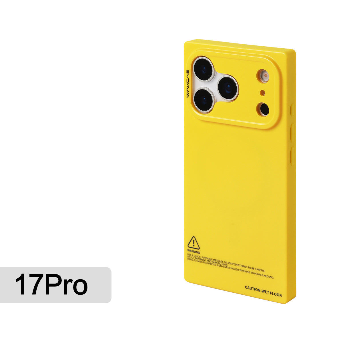 Yellow square case for iPhone 17 Pro, rear view