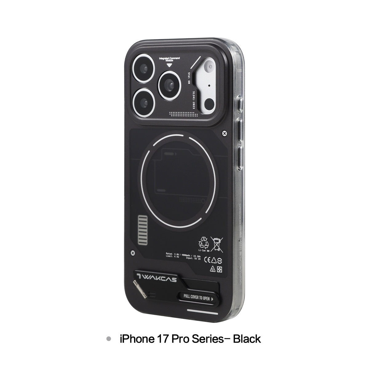 Black battery module case for iPhone 17 Pro series