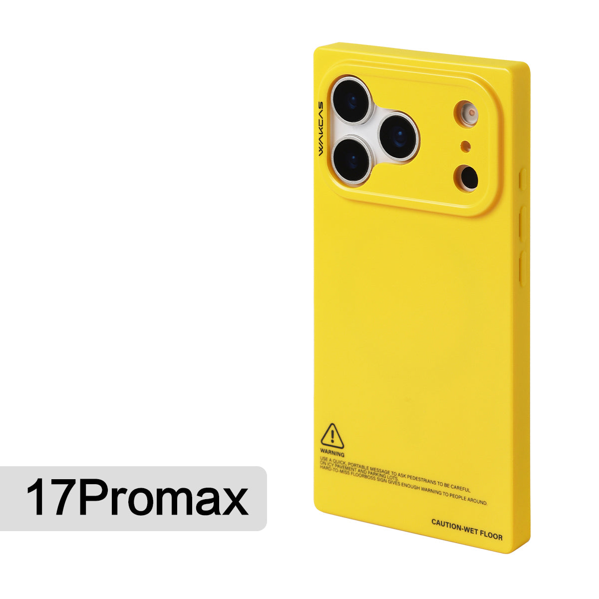 Yellow square case for iPhone 17 Pro Max, rear view