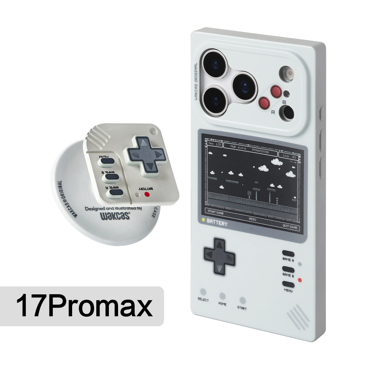 Retro game console case for iPhone 17 Pro Max with D-pad magnetic stand
