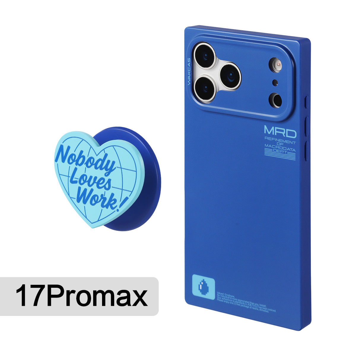 Matte blue case for iPhone 17 Pro Max with the heart-shaped magnetic stand