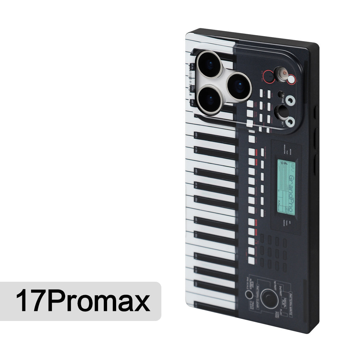 Black piano-key magnetic case for iPhone 17 Pro Max