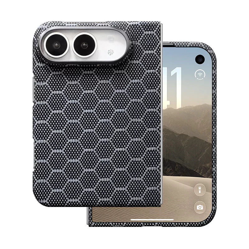 Graphite hex pattern aramid fiber iPhone Duo case