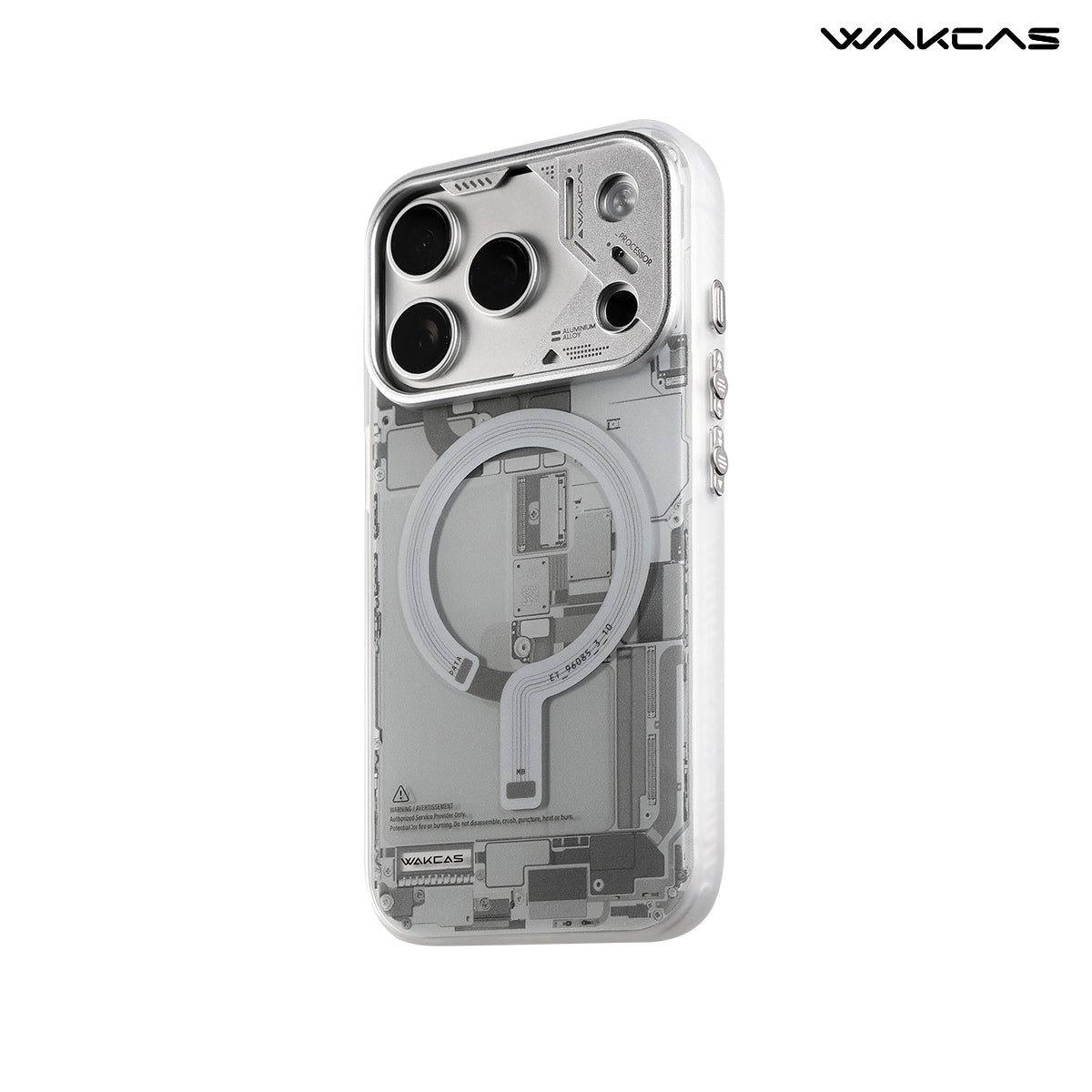 Grey circuit board pattern case for iPhone 17 Pro series, back view