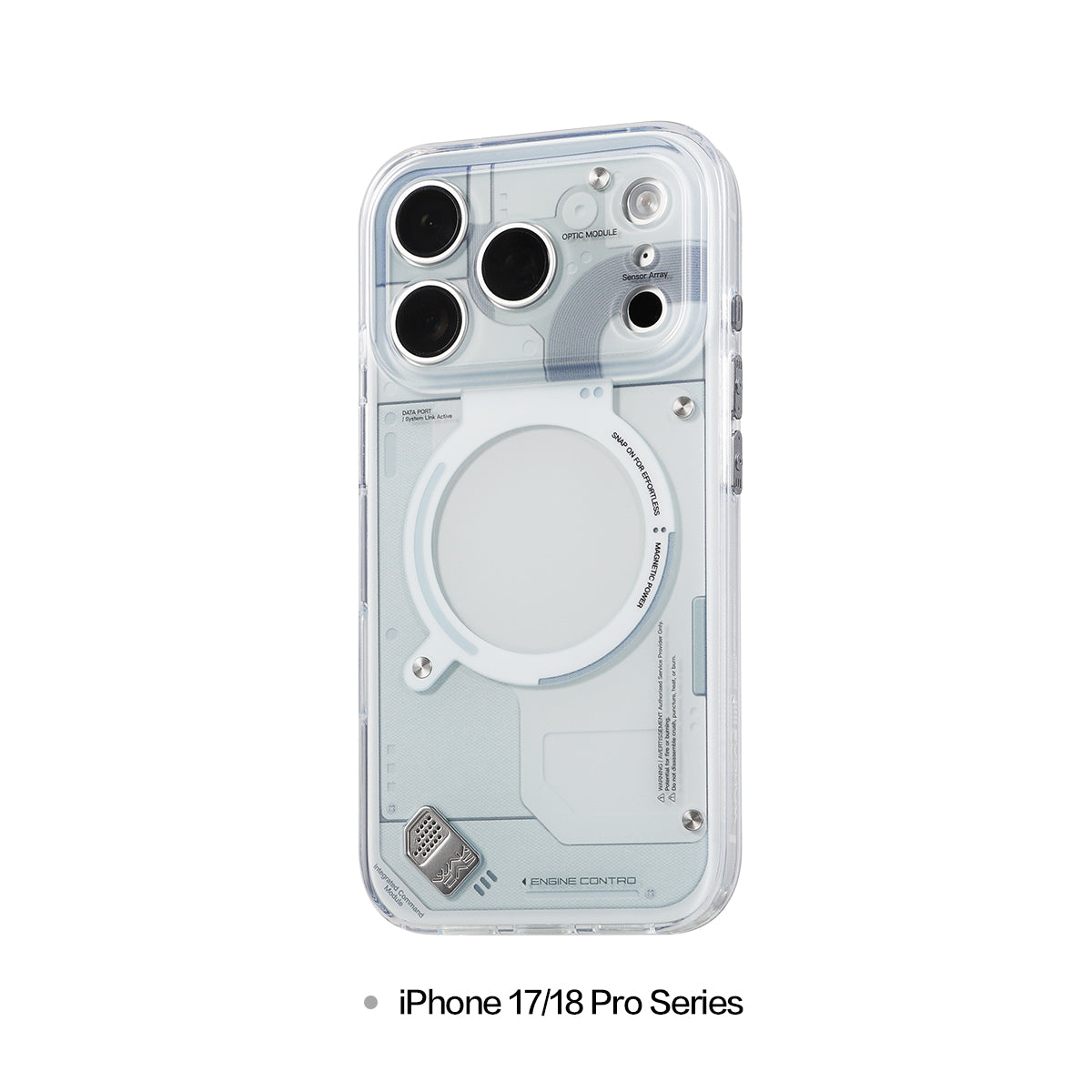 Glossy light gray MagSafe case on an iPhone 17/18 Pro series model