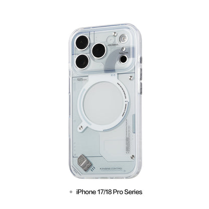 Glossy light gray MagSafe case on an iPhone 17/18 Pro series model