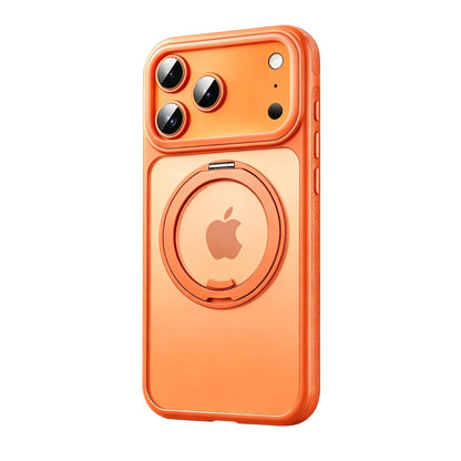 Orange frosted MagSafe case with ring kickstand
