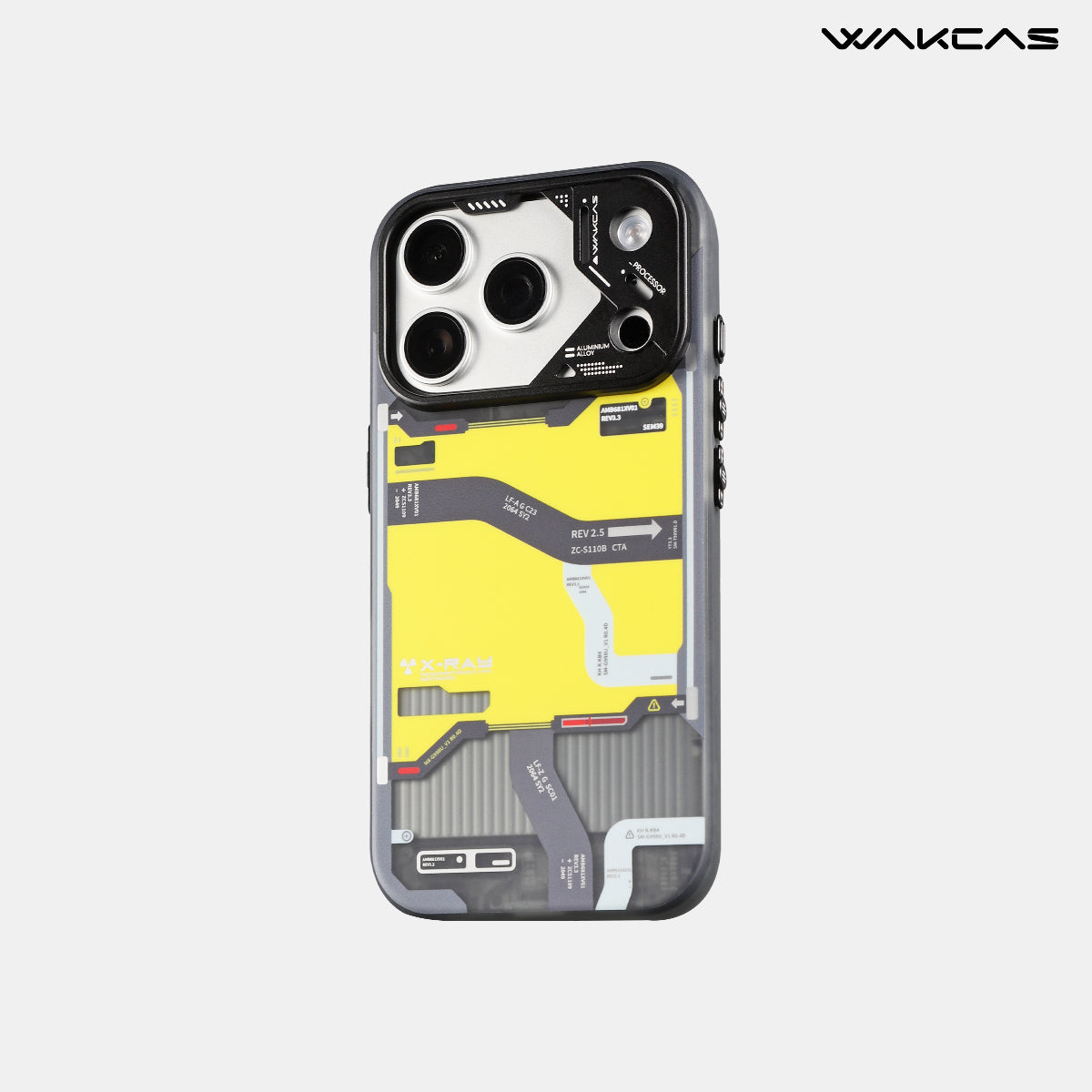 iPhone 17 Pro Max tactical map MagSafe case in yellow, black and gray, back view