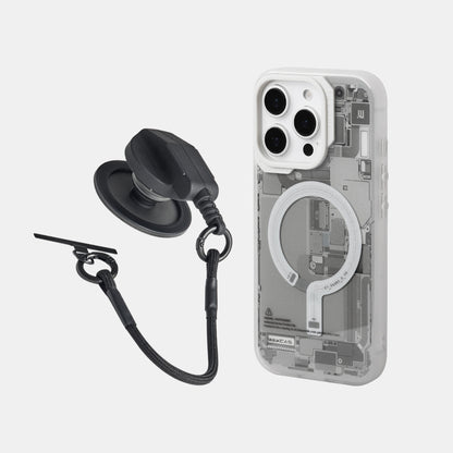 Grey circuit board case shown with black magnetic socket stand and loop