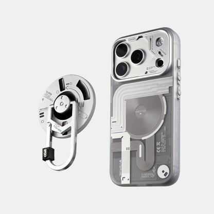 Frosted mechanical case with round carabiner magnetic stand