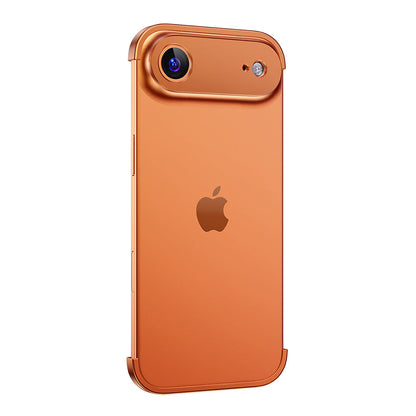 Orange aluminum bumper on a single-camera iPhone 17 Air