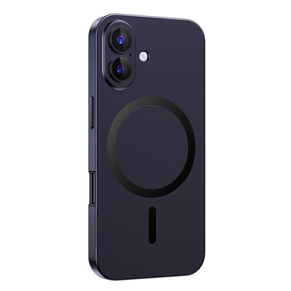 Navy Blue metal MagSafe case on a dual-camera iPhone