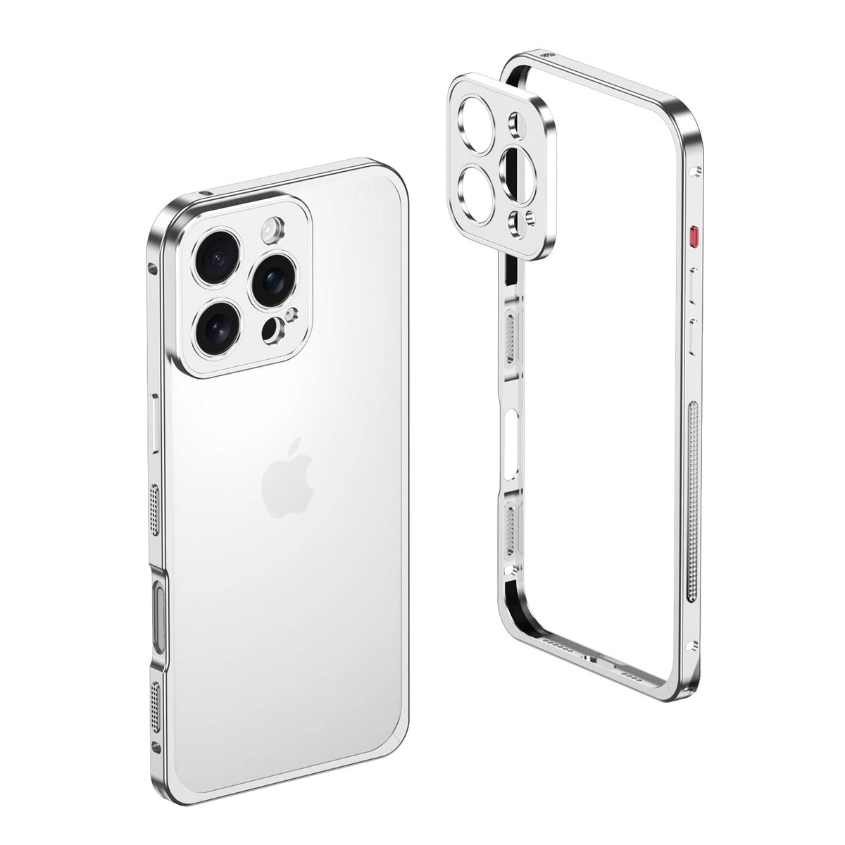 Silver metal bumper on a white earlier Pro model