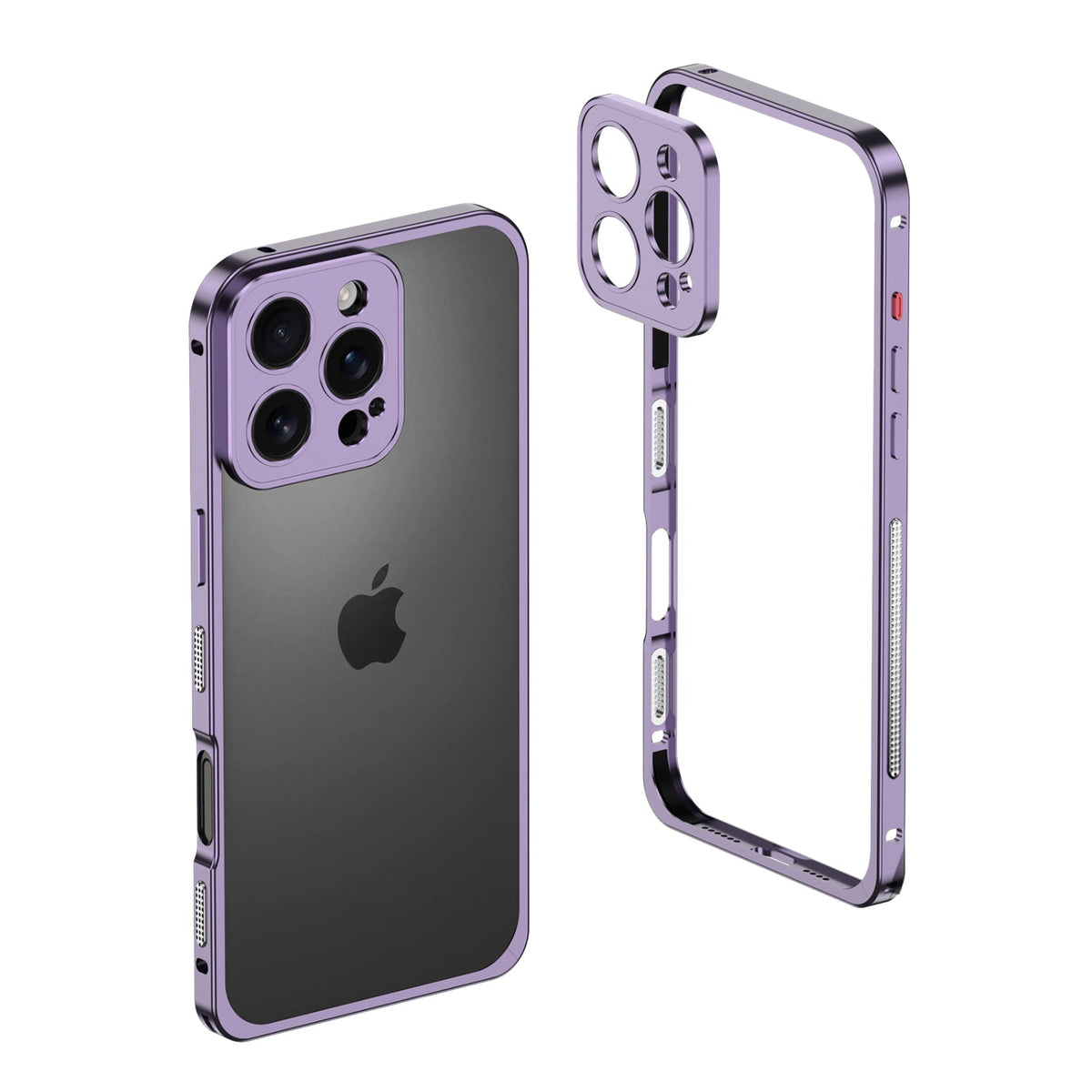 Purple metal bumper on an earlier triple-camera Pro model